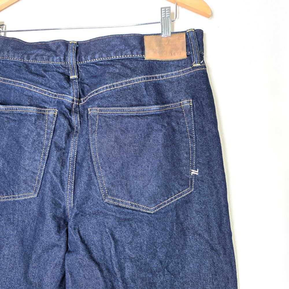 AE77 Premium Stovepipe Jeans 14 Short Dark Wash High Rise Straight Leg Denim - Picture 9 of 9